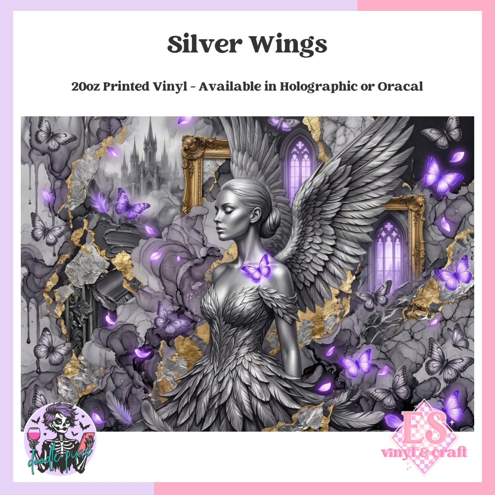 Silver Wings - 20oz Printed Tumbler Self Adhesive Vinyl