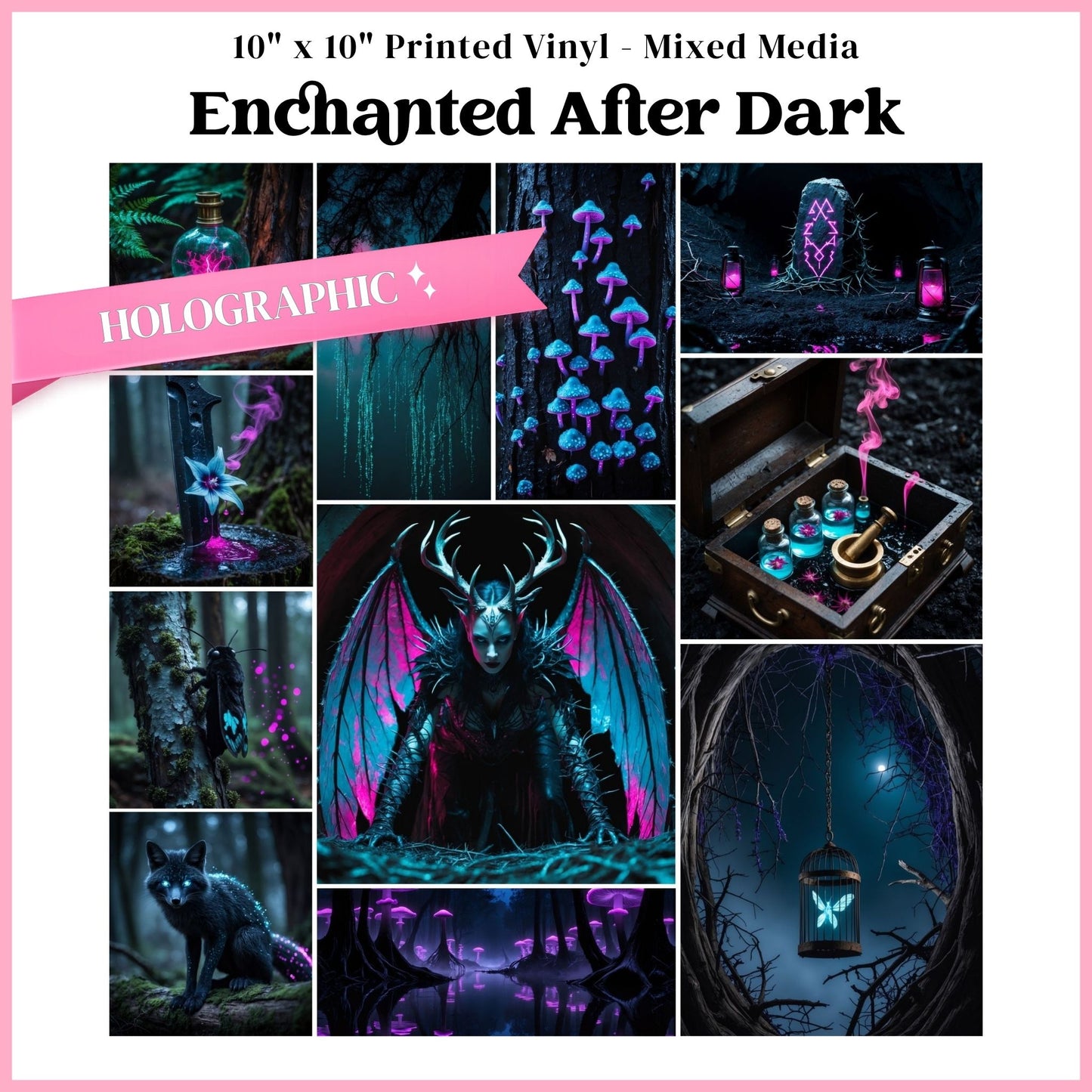 Enchanted After Dark - Mixed Media Holographic Vinyl 10"x10" Sheet