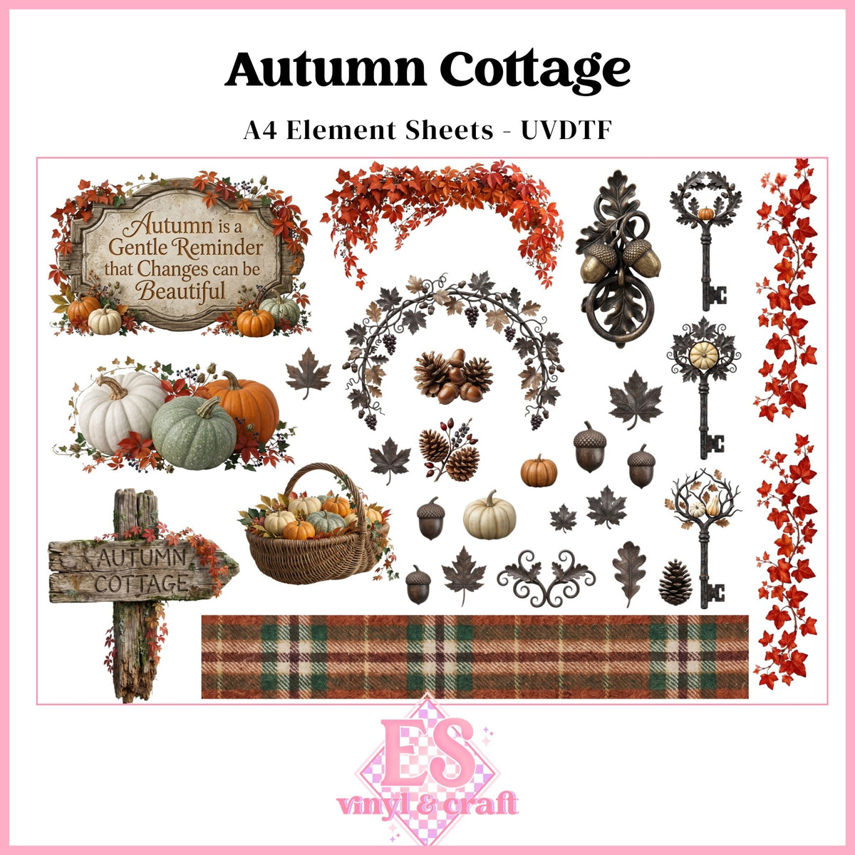 Autumn Collage - UVDTF Element Sheet