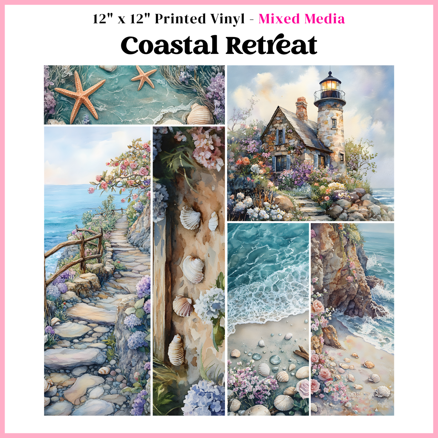 Coastal Retreat - Mixed Media Vinyl 12"x12" Sheet