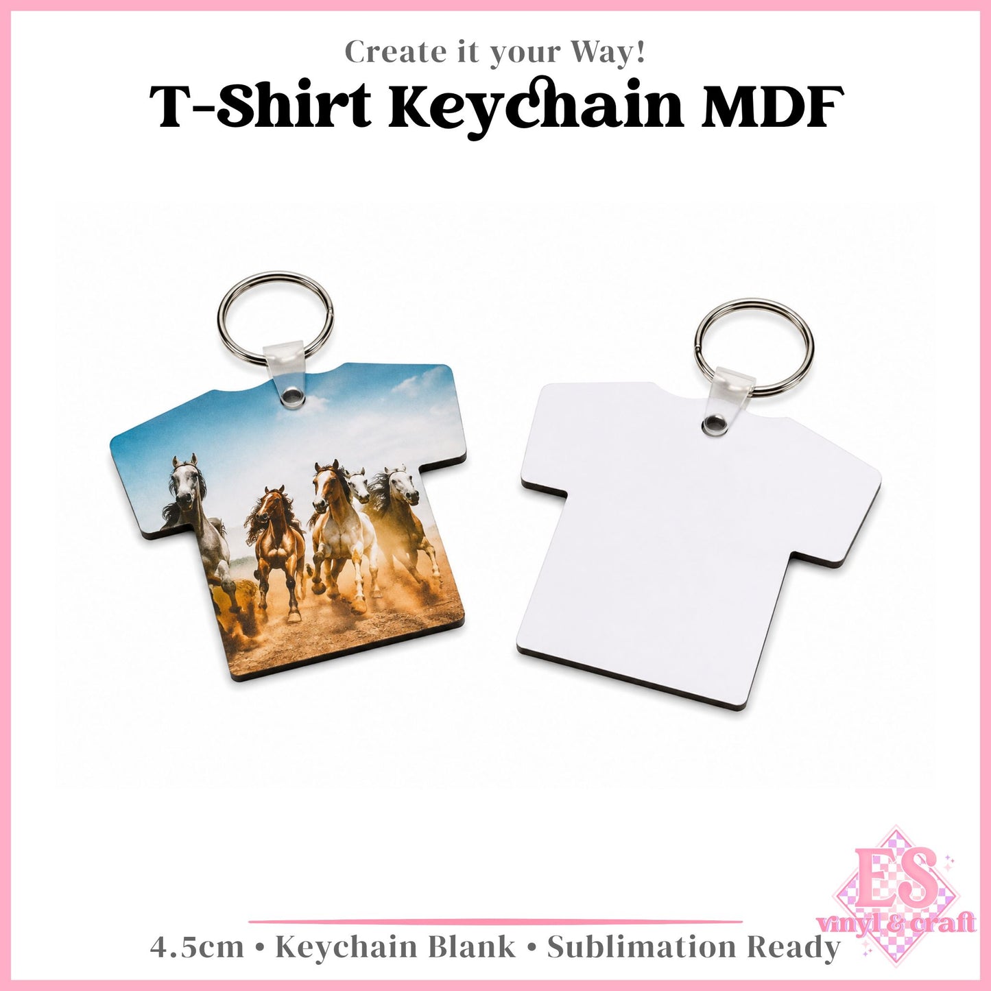 Double Sided Sublimation MDF T-Shirt Keychain