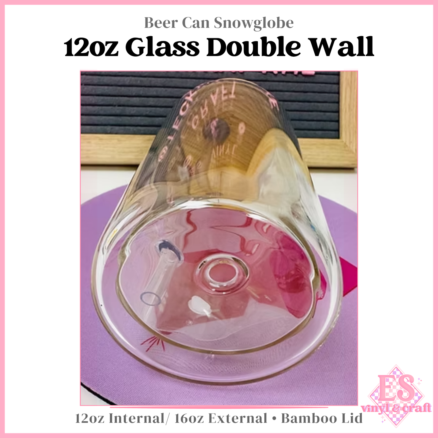 12oz Double Wall Beer Can Glass Snowglobe (16oz External)