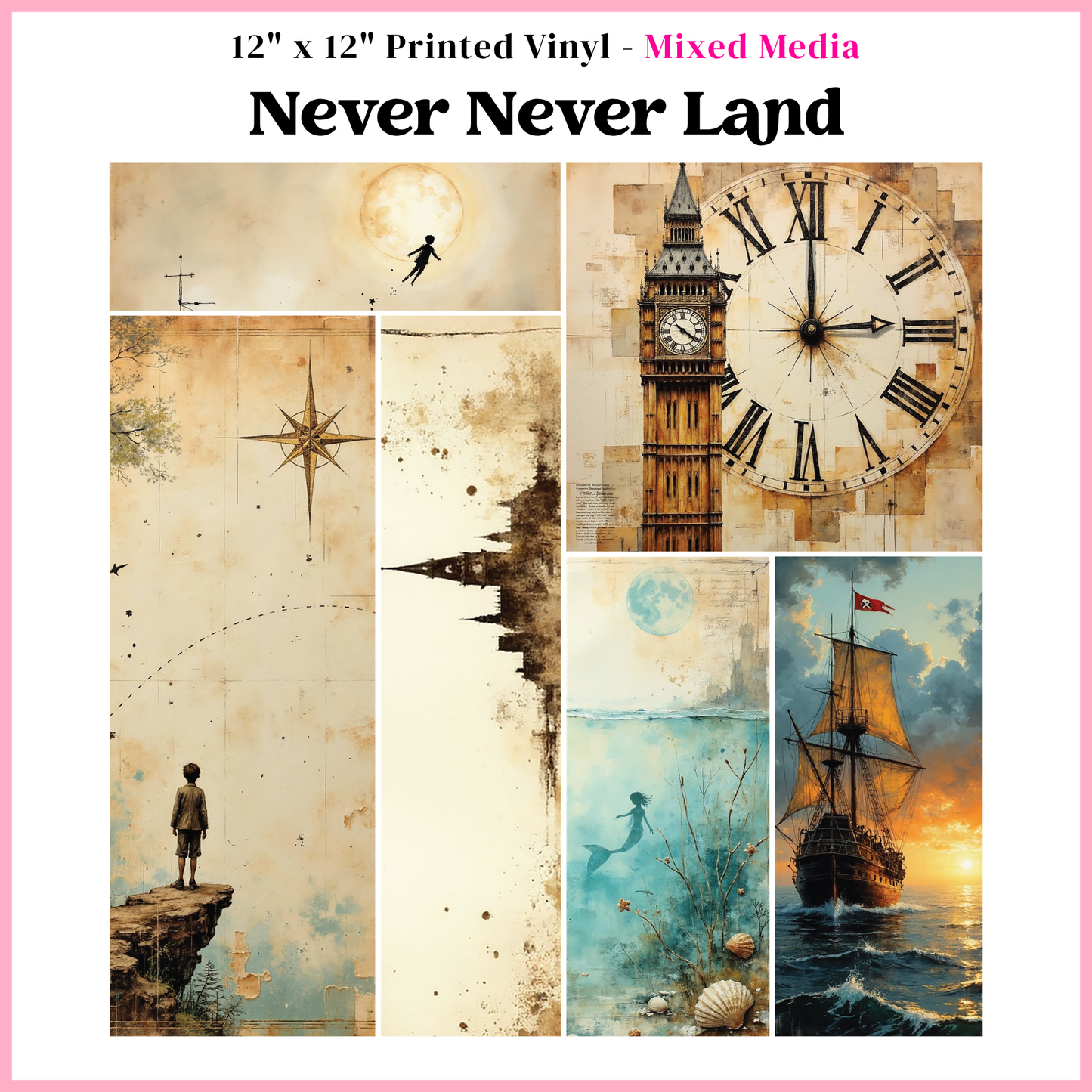 Never Never Land - Mixed Media Vinyl 12"x12" Sheet