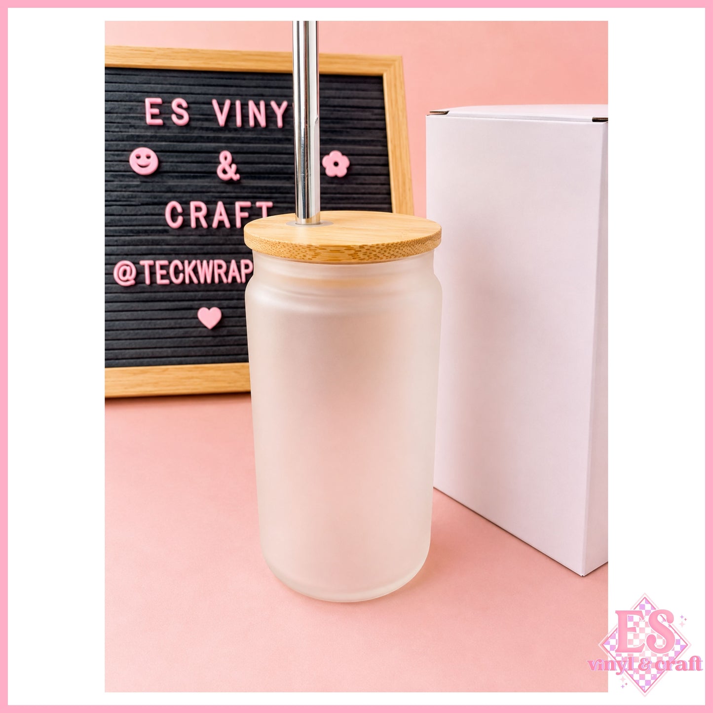 Libbey Frosted 16oz - Vinyl, UVDTF or Sublimation - Plastic Straw