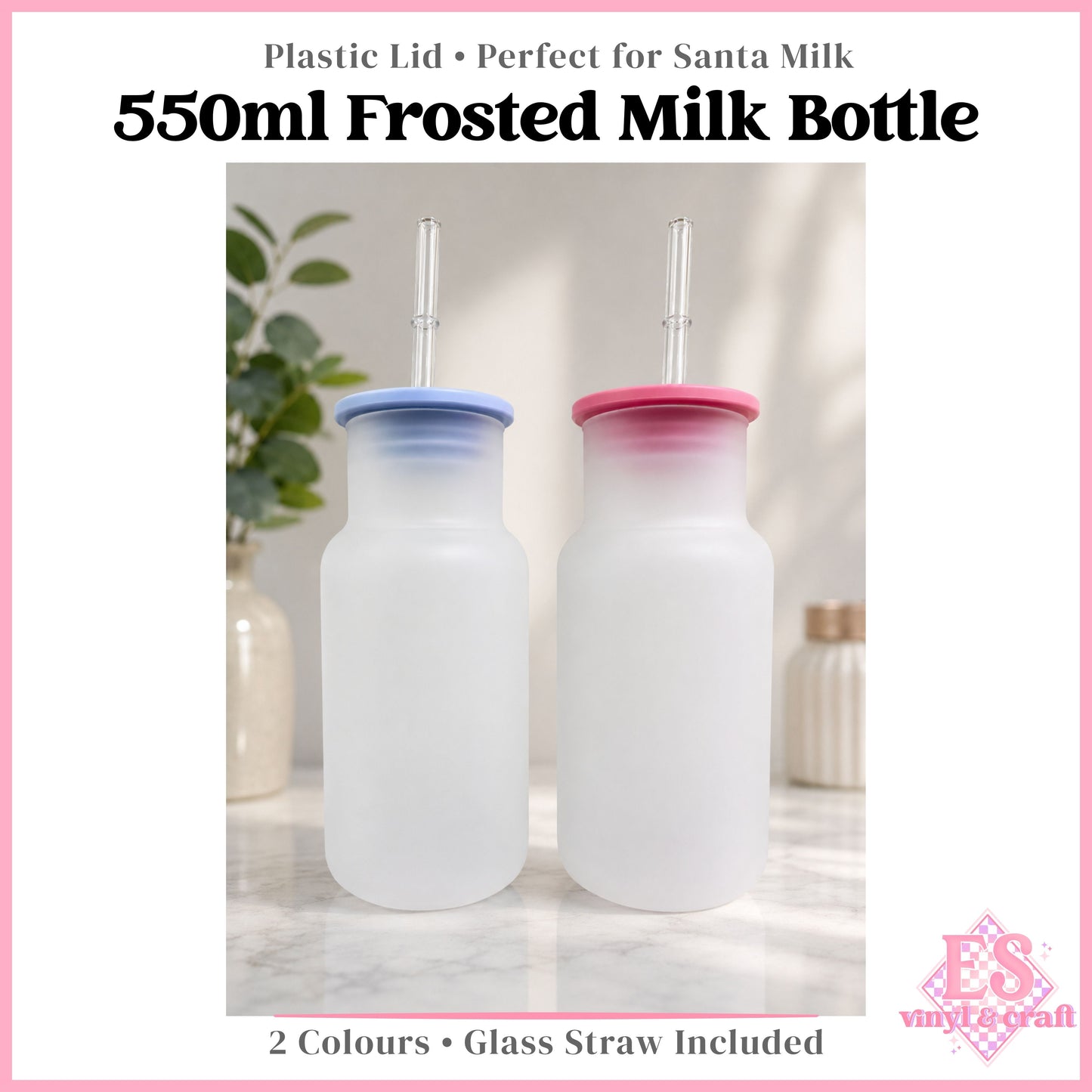 Milk Bottle Frosted Glass 550ml Sublimation Ready