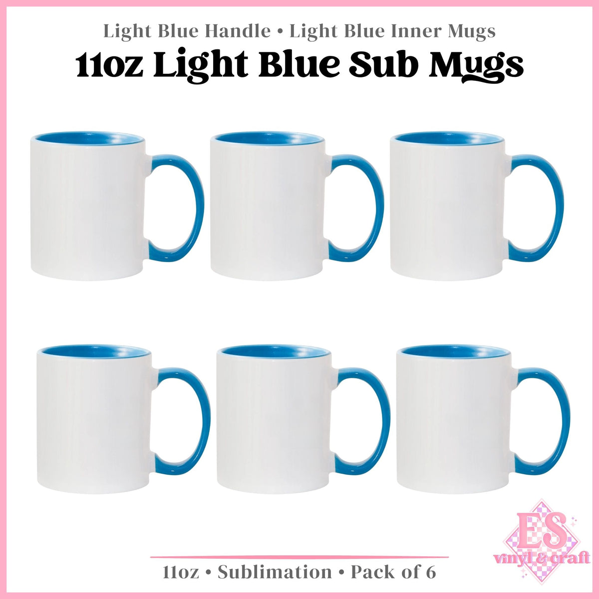 11oz Light Blue Inner and Handle Sublimation Mug