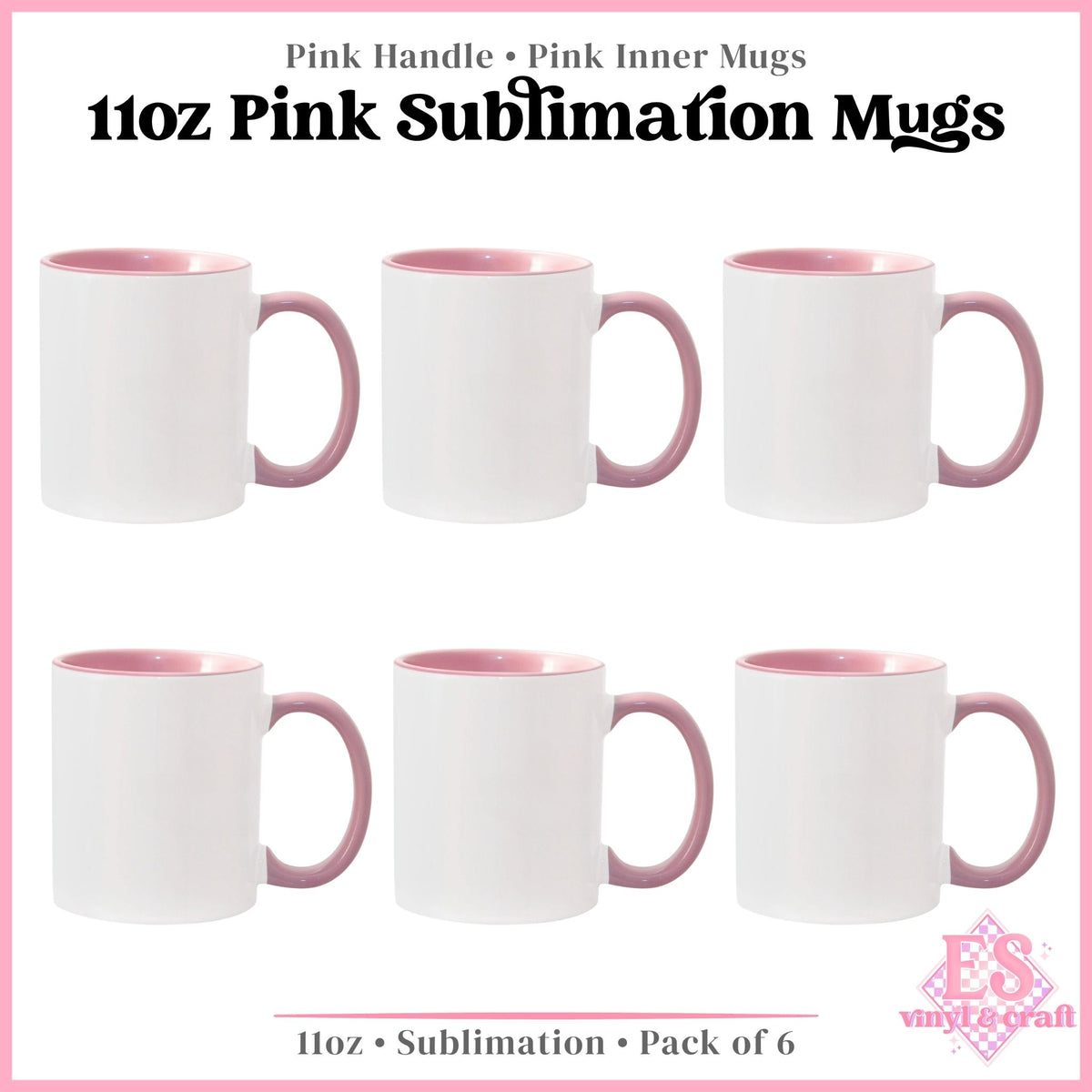 11oz Pink Inner and Handle Sublimation Mug