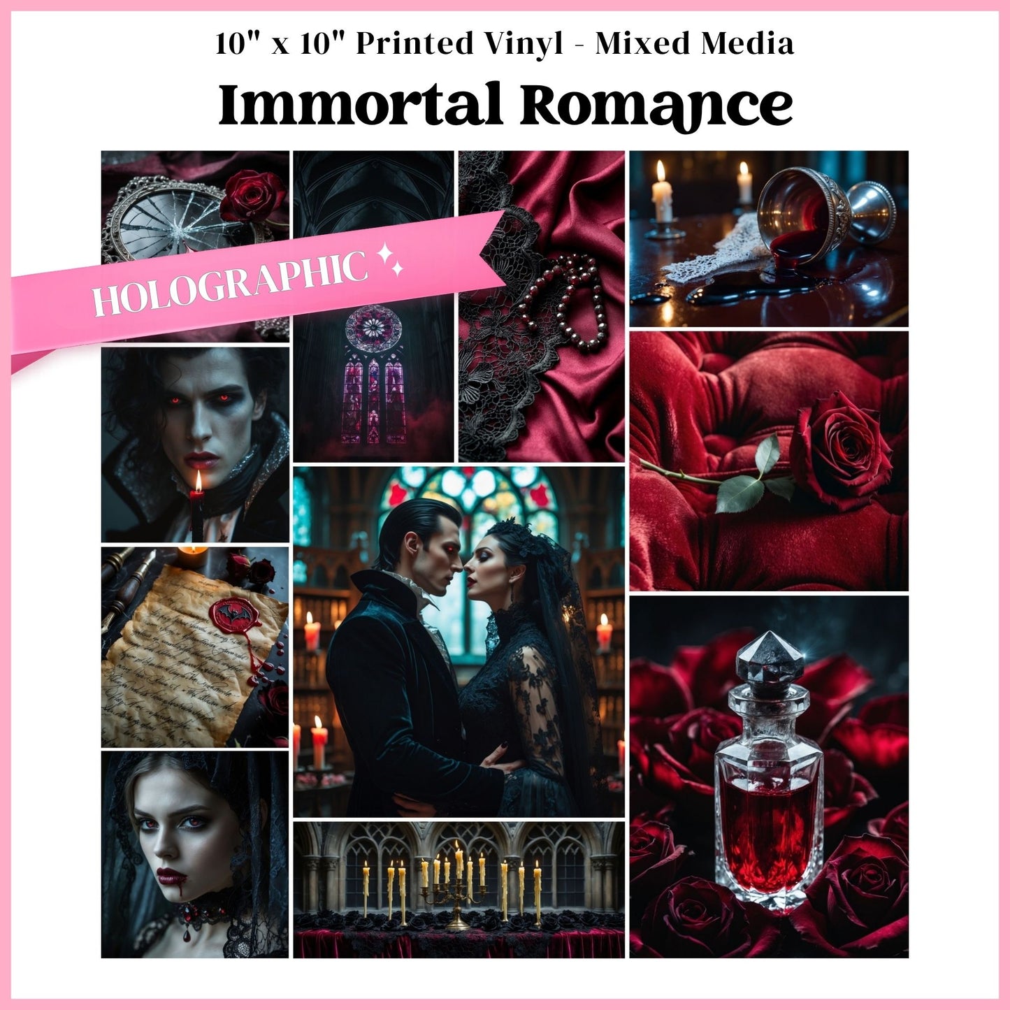 Immortal Romance - Mixed Media Holographic Vinyl 10"x10" Sheet
