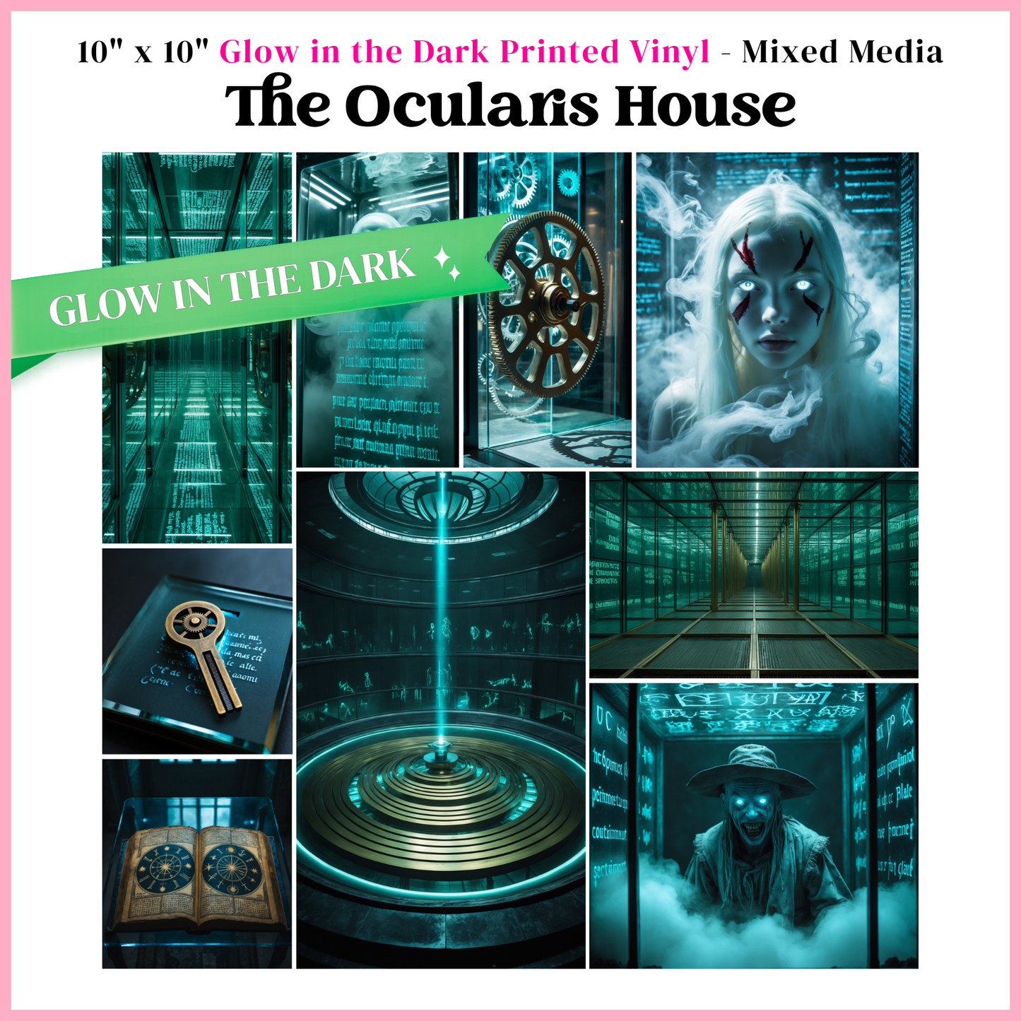 The Ocularis House- Mixed Media Vinyl 10"x10" Sheet - Glow in the Dark