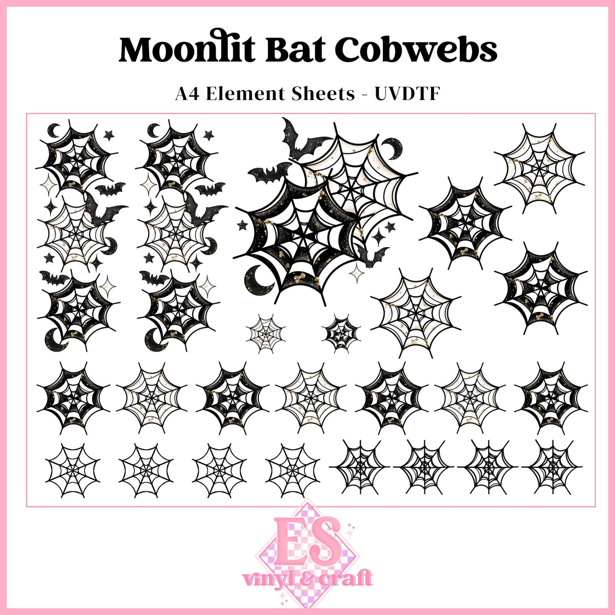 Moonlit Bat Cobwebs - UVDTF Element Sheet