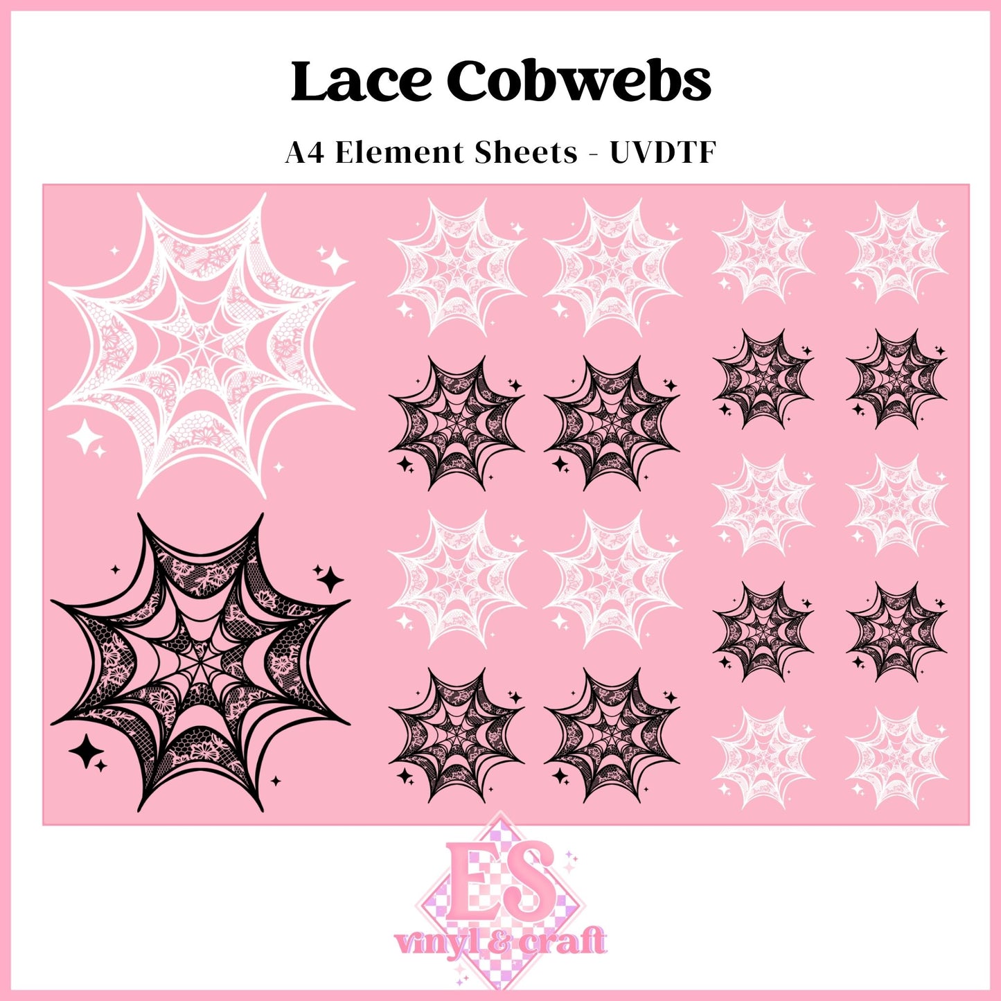 Lace Cobwebs - UVDTF Element Sheet