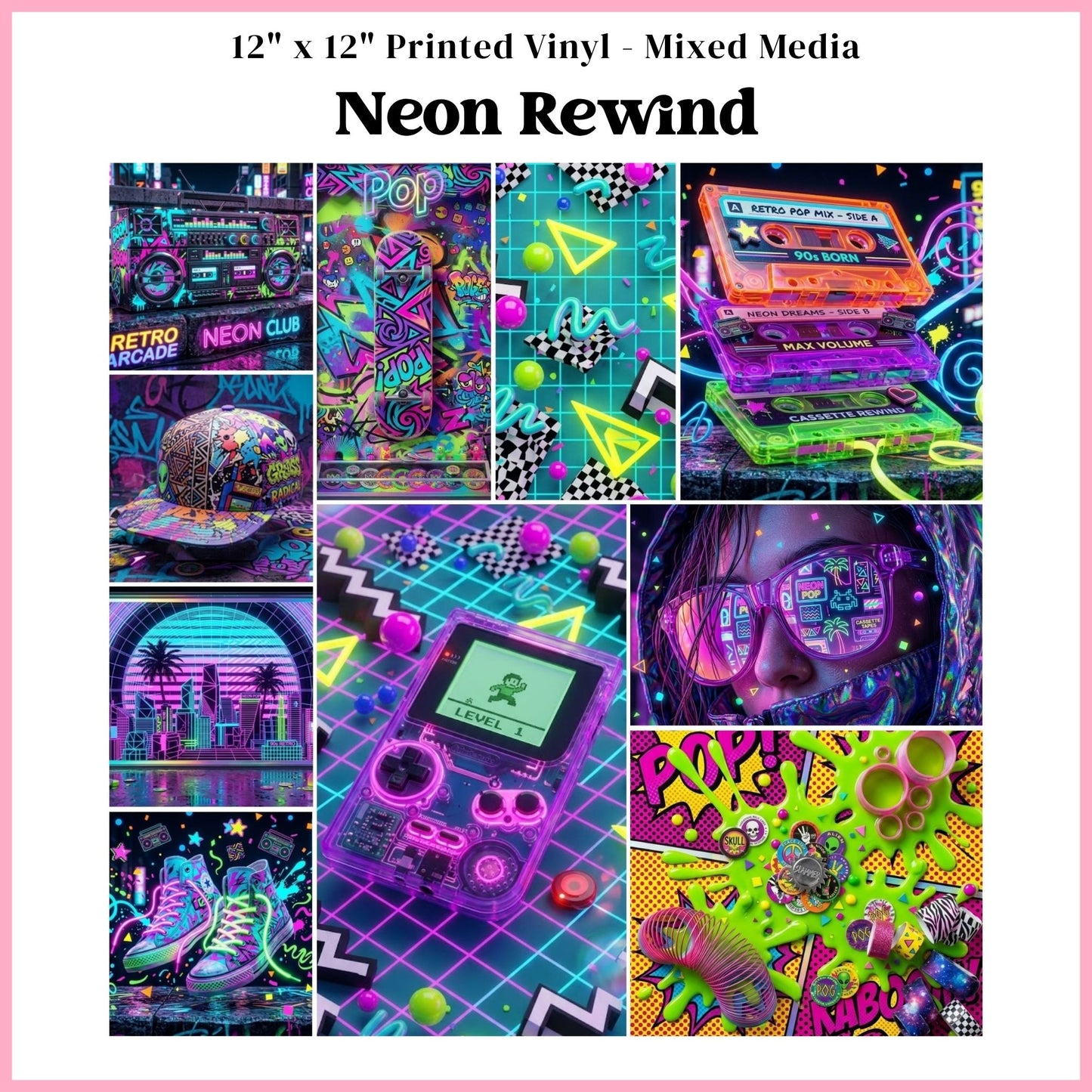 Neon Rewind - Mixed Media Vinyl 12"x12" Sheet