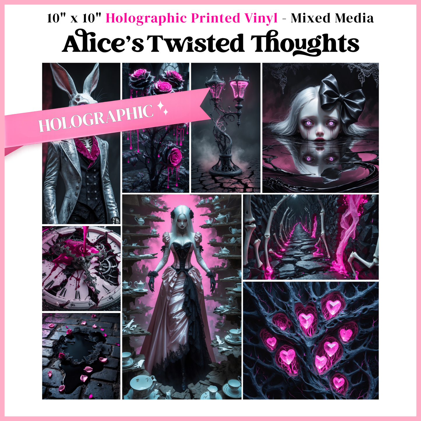 Alice's Twisted Thoughts - Mixed Media Vinyl 10"x10" Sheet