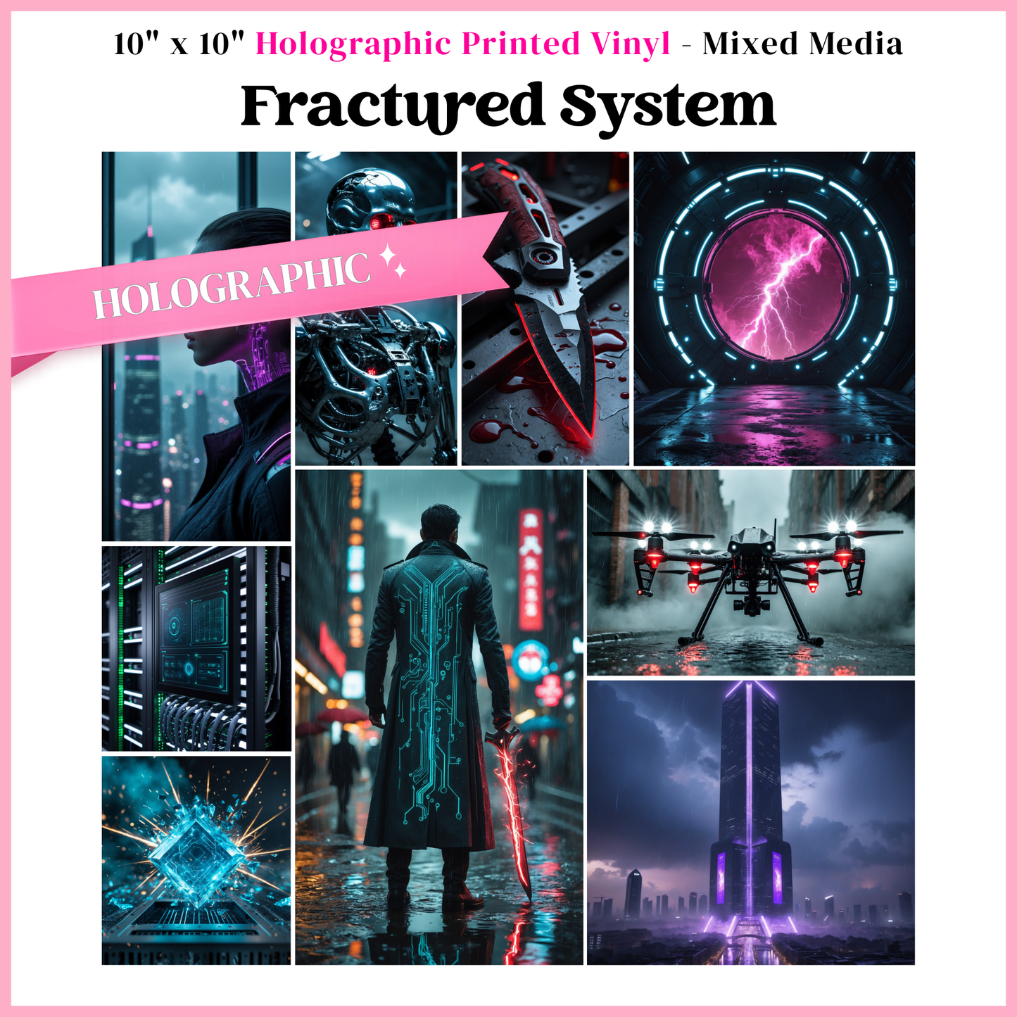 Fractured System - Mixed Media Vinyl 10"x10" Sheet
