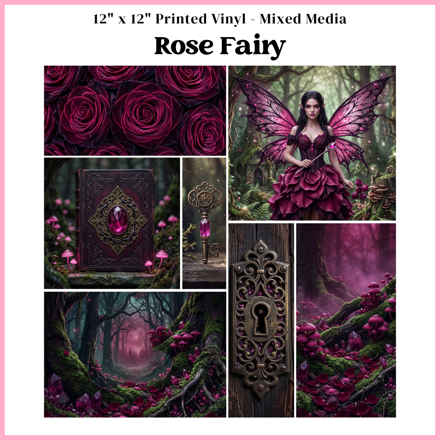 Rose Fairy - Mixed Media Vinyl 12"x12" Sheet