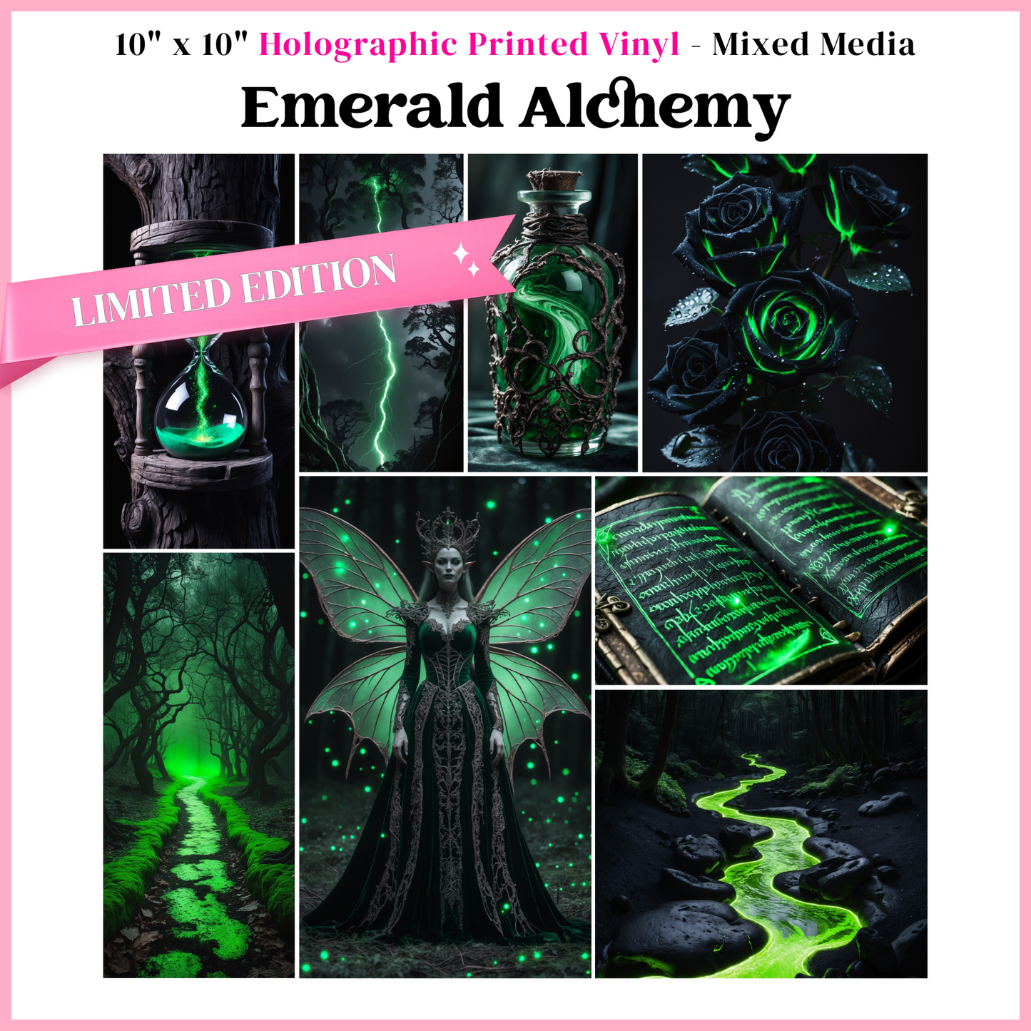 Emerald Alchemy - Mixed Media Vinyl 10"x10" Sheet