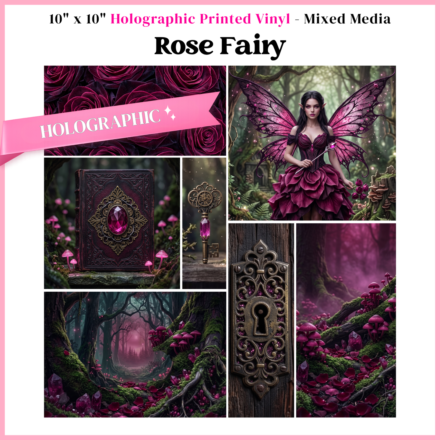 Rose Fairy - Mixed Media Vinyl 10"x10" Sheet