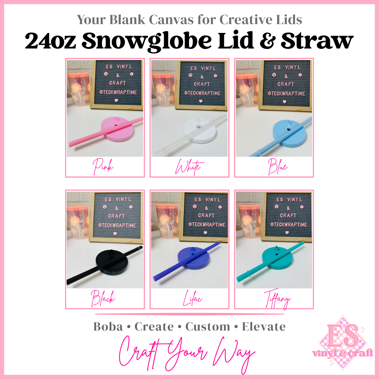 Snowglobe Lid and Straw (Iced Coffee, Boba Straw)