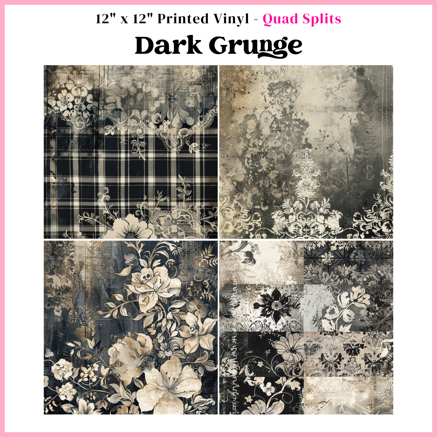 Dark Grunge - Quad Split - 12" x 12" Sheet