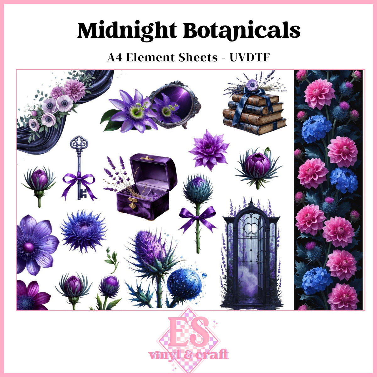 Midnight Botanicals - UVDTF Element Sheet