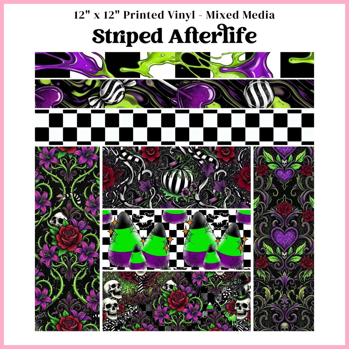 Striped Afterlife - Mixed Media Vinyl 12"x12" Sheet