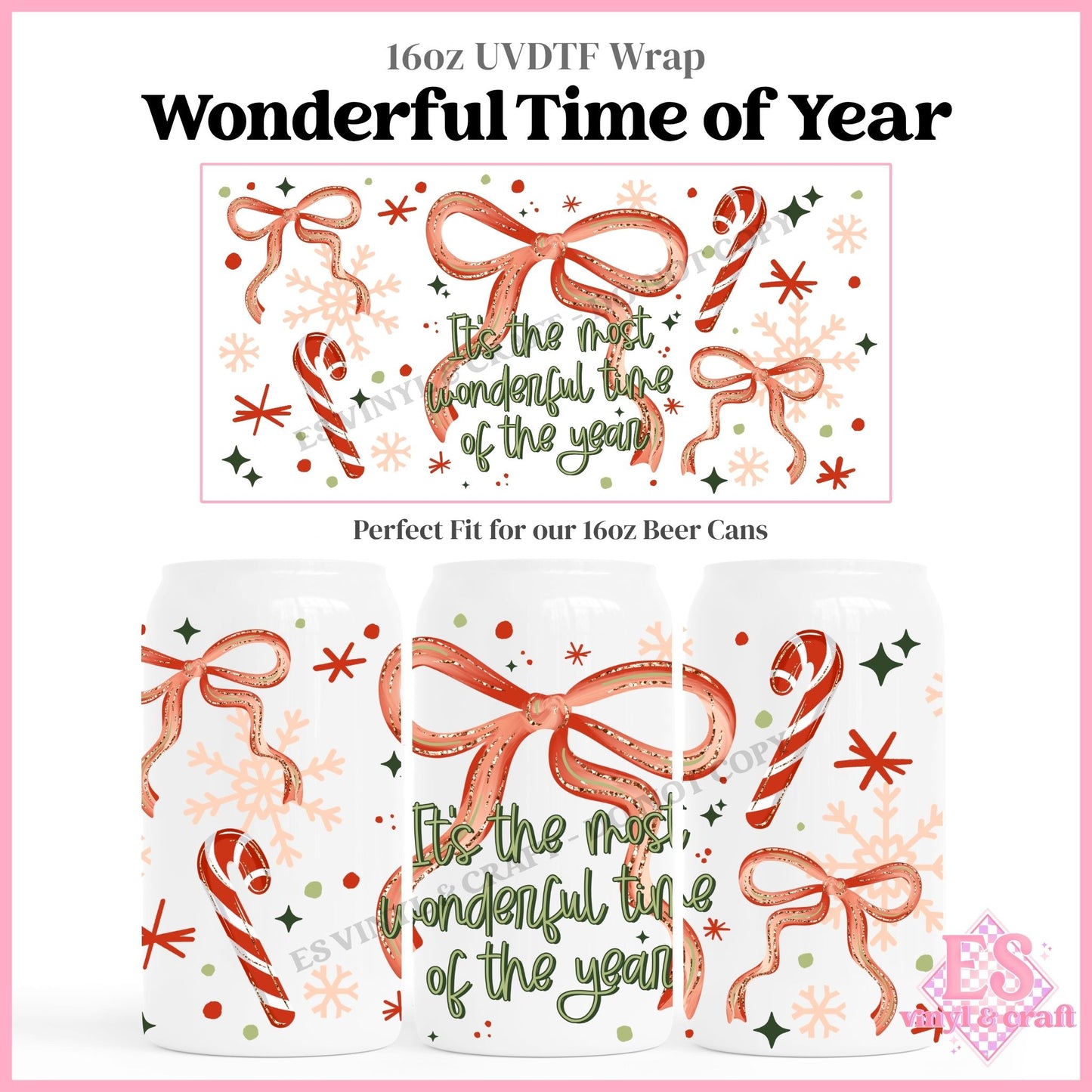 Wonderful Time of Year - 16oz Beer Can / Libbey UVDTF Transfers