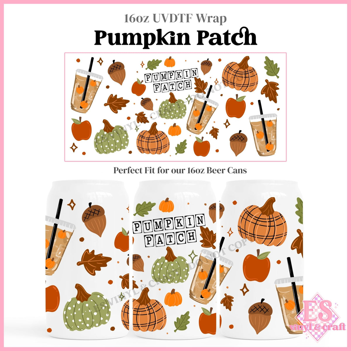 Pumpkin Patch - 16oz Beer Can / Libbey UVDTF Transfers