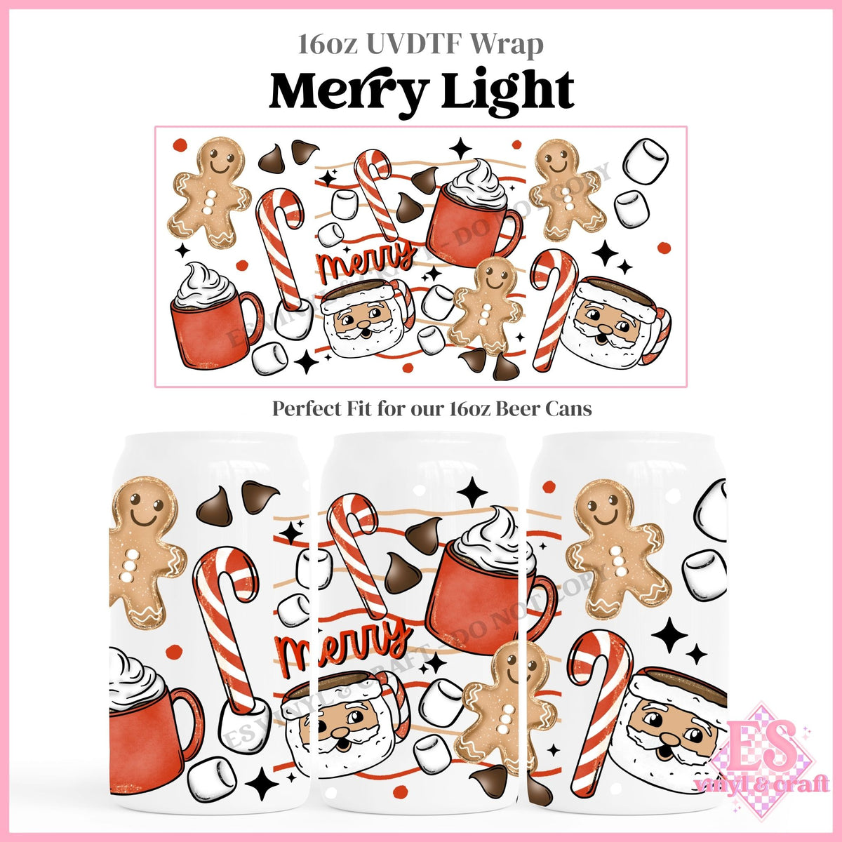 Merry Light - 16oz Beer Can / Libbey UVDTF Transfers
