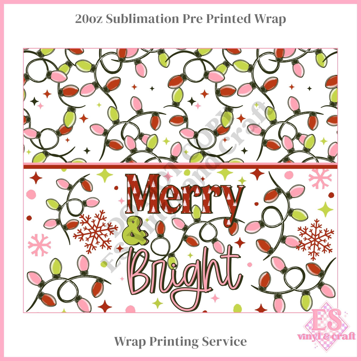 Merry and Bright - Full 20oz Tumbler Sublimation Print