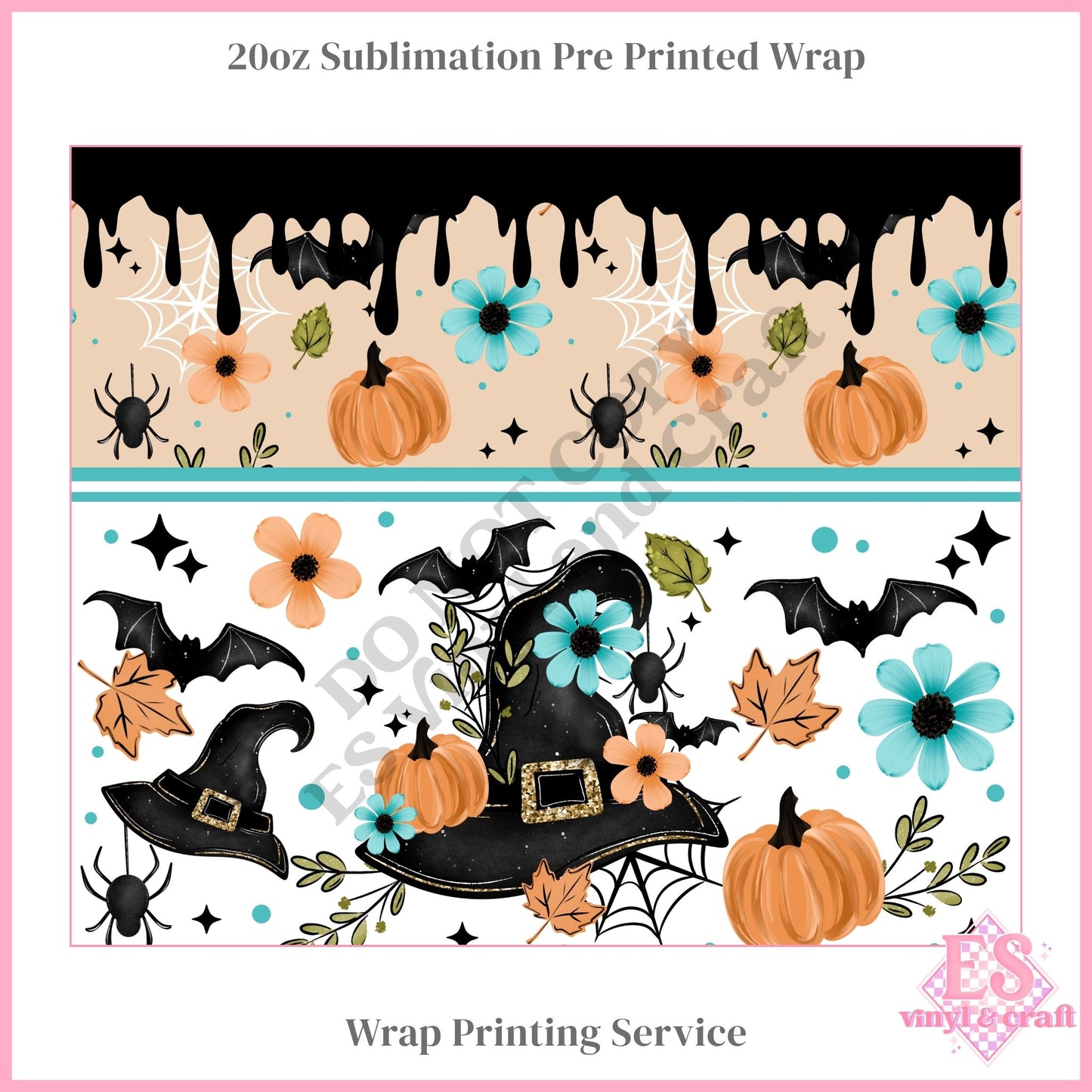 Floral Witch Hat - Full 20oz Tumbler Sublimation Print