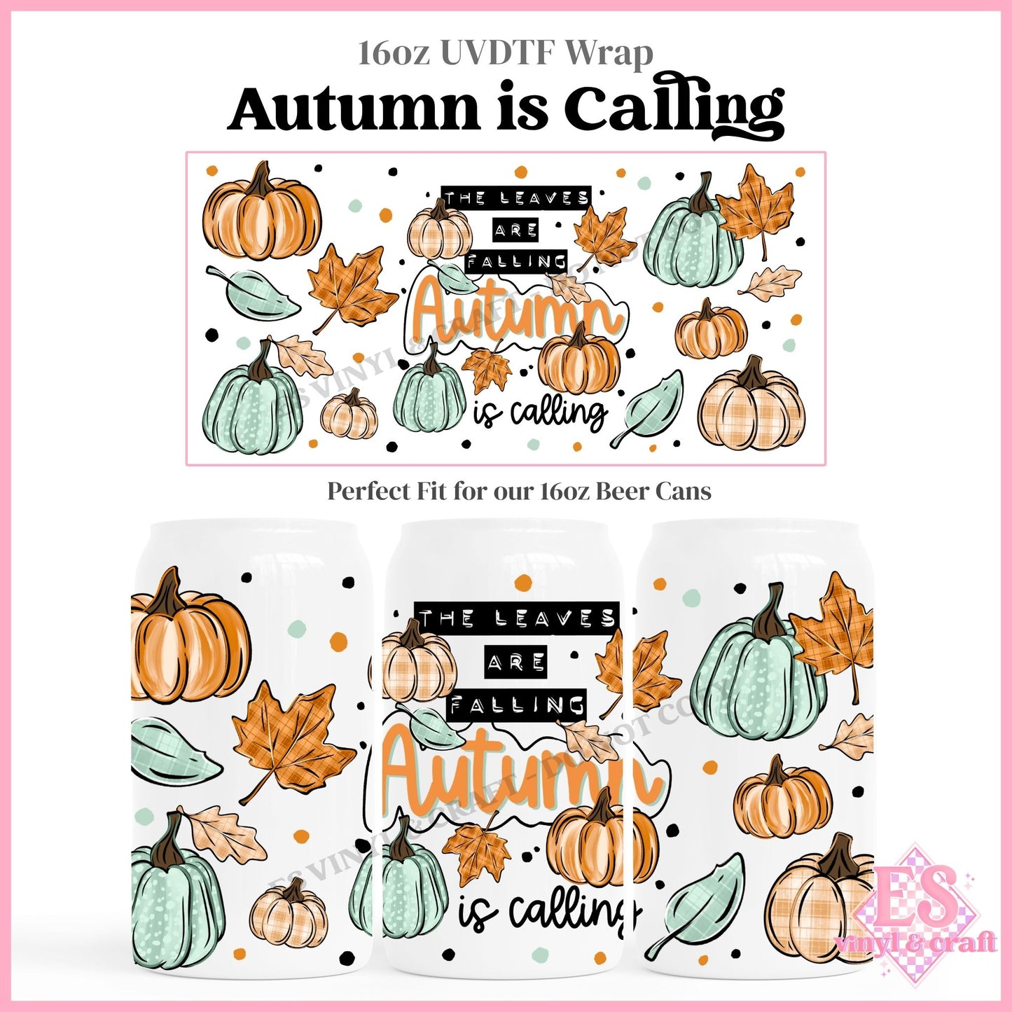 Autumn Calling - 16oz Beer Can / Libbey UVDTF Transfers