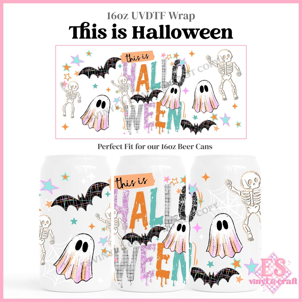 This is Halloween - 16oz Beer Can / Libbey UVDTF Transfers