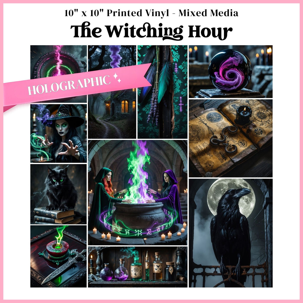 The Witching Hour - Mixed Media Holographic Vinyl 10"x10" Sheet