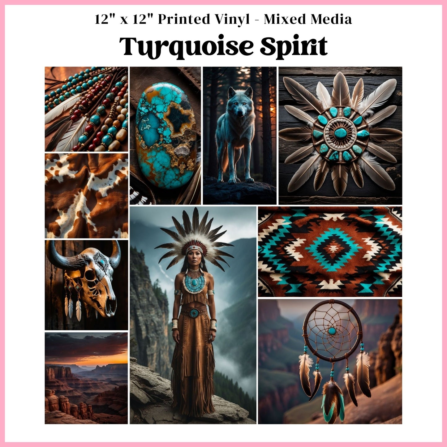 Turquoise Spirit - Mixed Media Vinyl 12"x12" Sheet