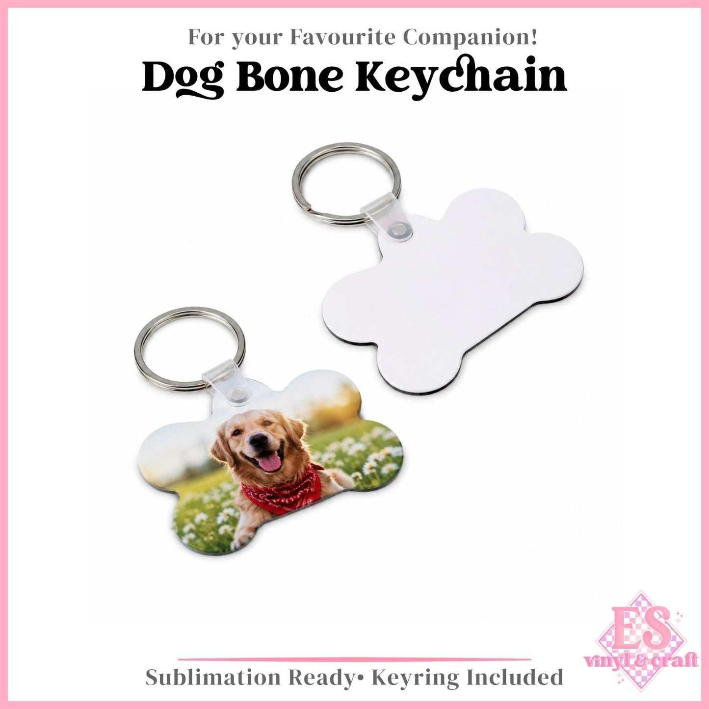 Dog Bone MDF Sublimation Keychain