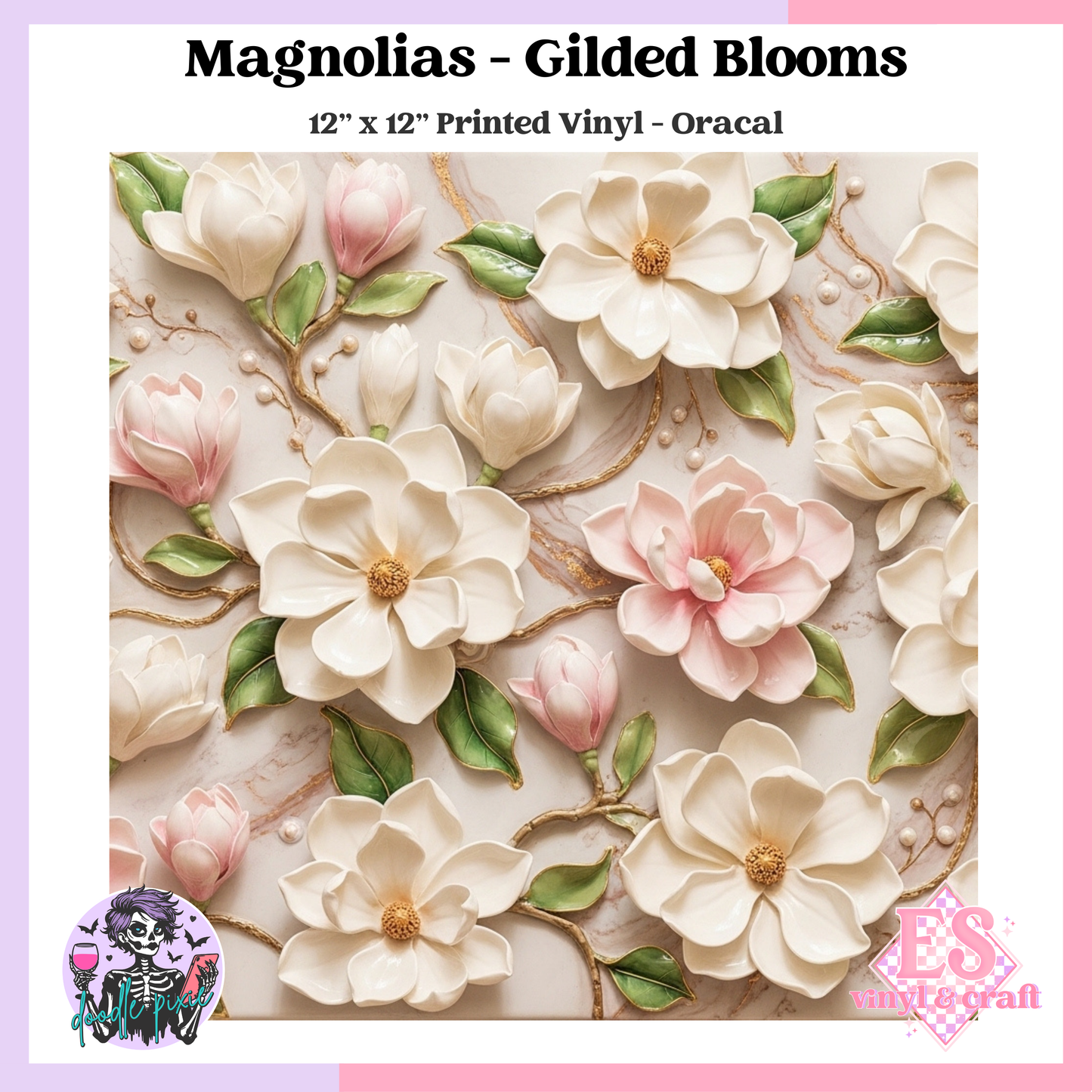 Magnolias - 12" x 12" Printed Vinyl image 0