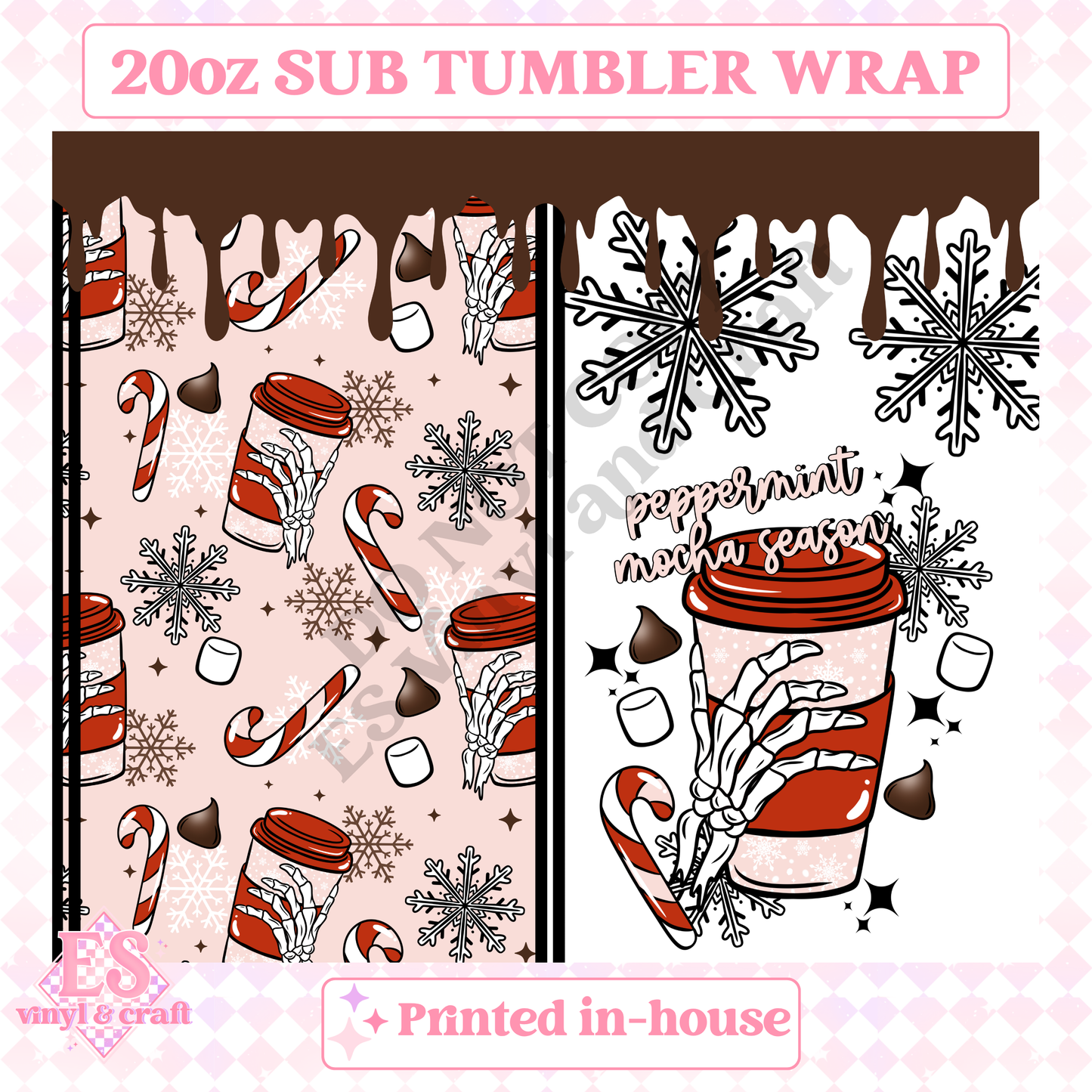 Peppermint Mocha Season - Full 20oz Tumbler Sublimation Print image 1