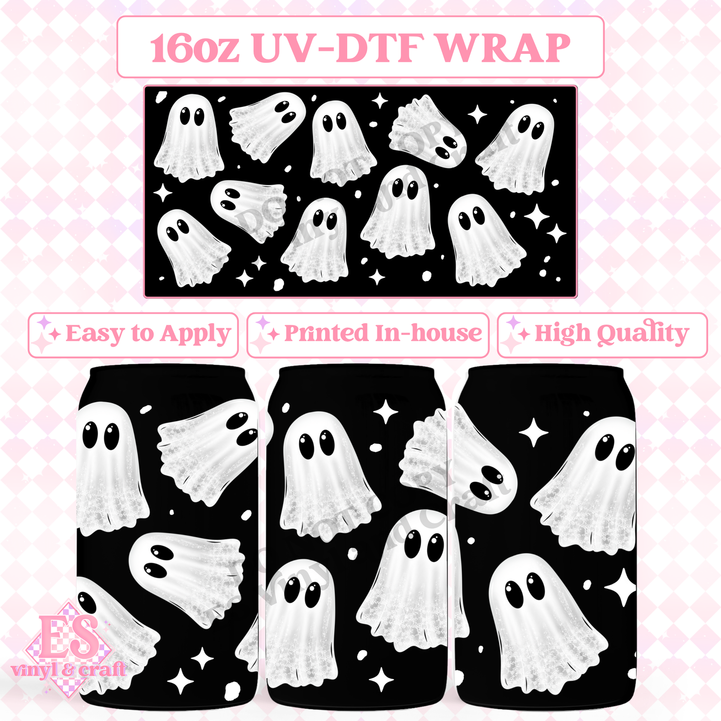 Ghosties - 16oz Beer Can / Libbey UV-DTF Transfer image 0