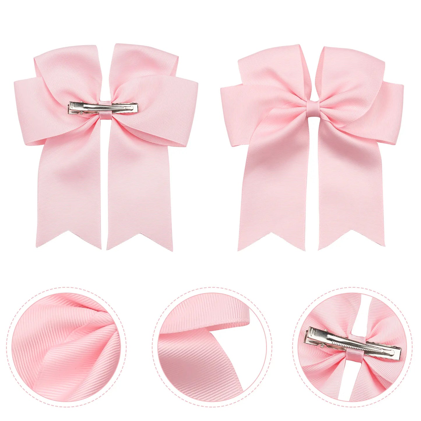 Dovetail Hair Bow Clip 6" - Peachy Pink image 3