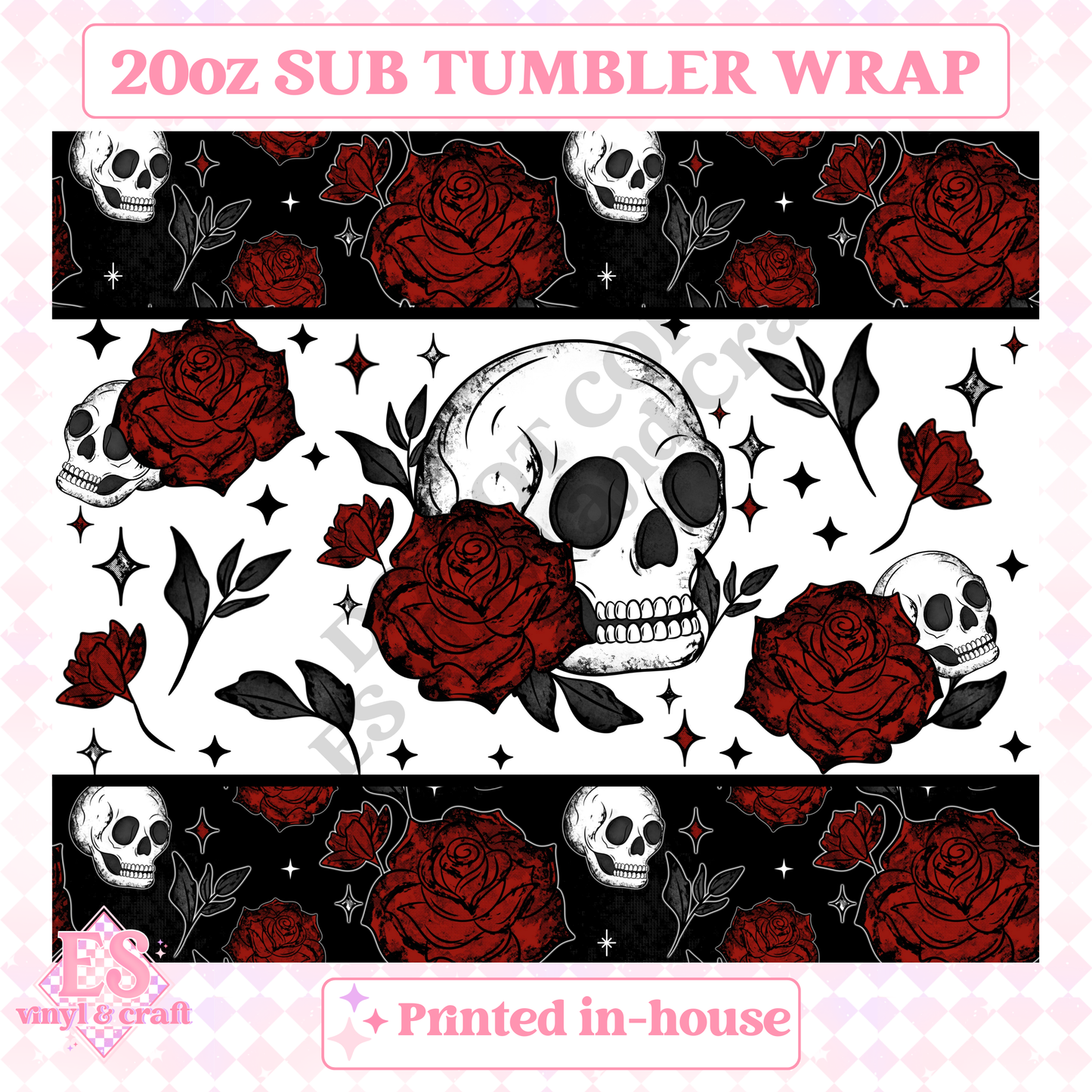 Skull Rose - Full 20oz Tumbler Sublimation Print image 1