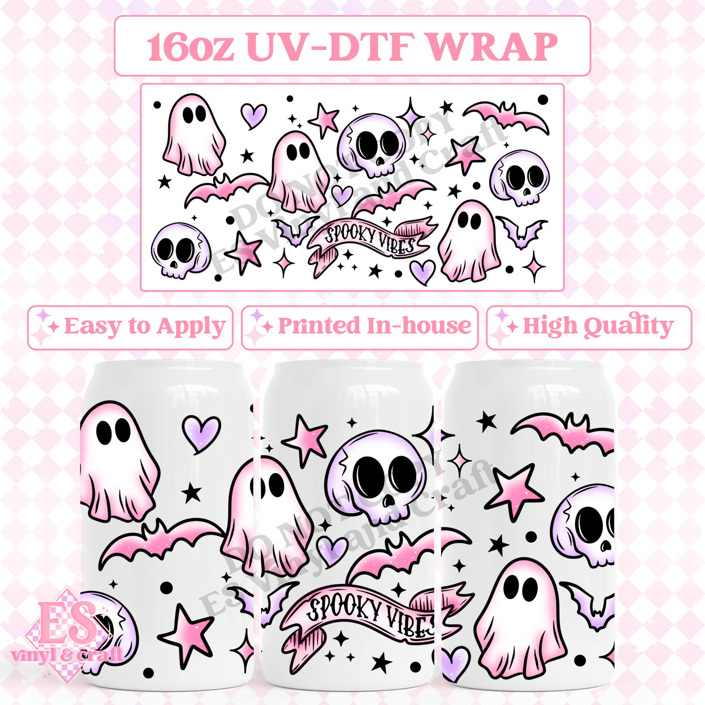 Spooky Vibes - 16oz Beer Can / Libbey UV-DTF Transfer image 0