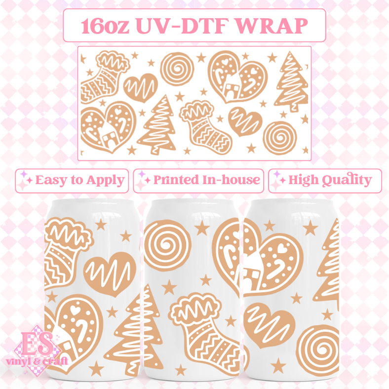 Christmas Cookie - 16oz Beer Can / Libbey UV-DTF Transfer image 0