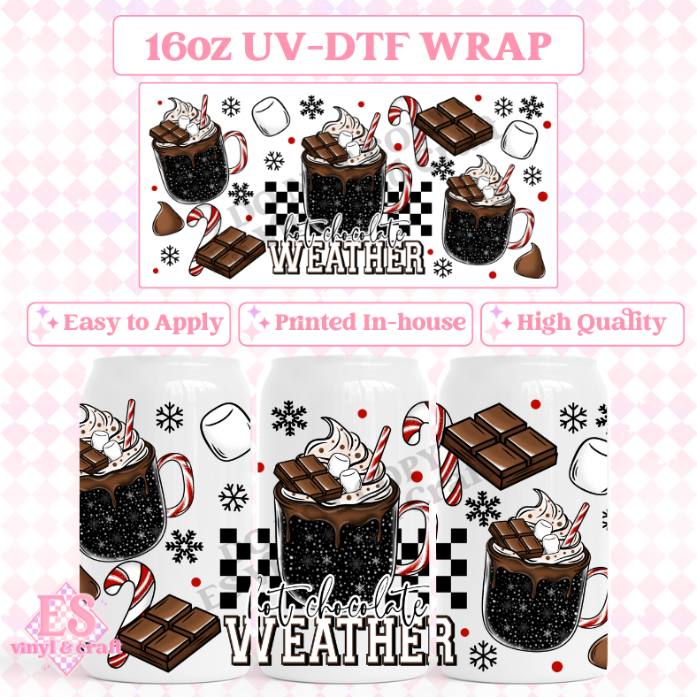 Hot Chocolate Weather - 16oz Beer Can / Libbey UV-DTF Transfer image 0