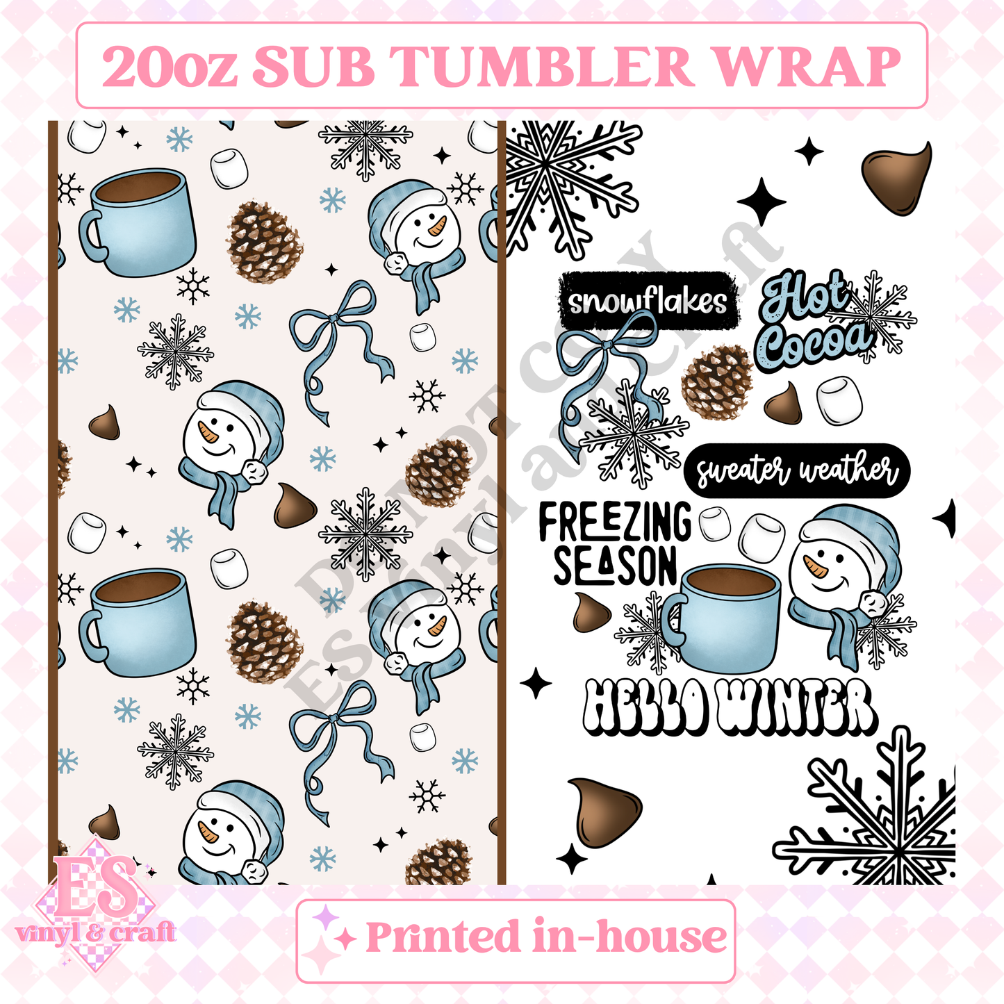 Hello Winter - Full 20oz Tumbler Sublimation Print image 1