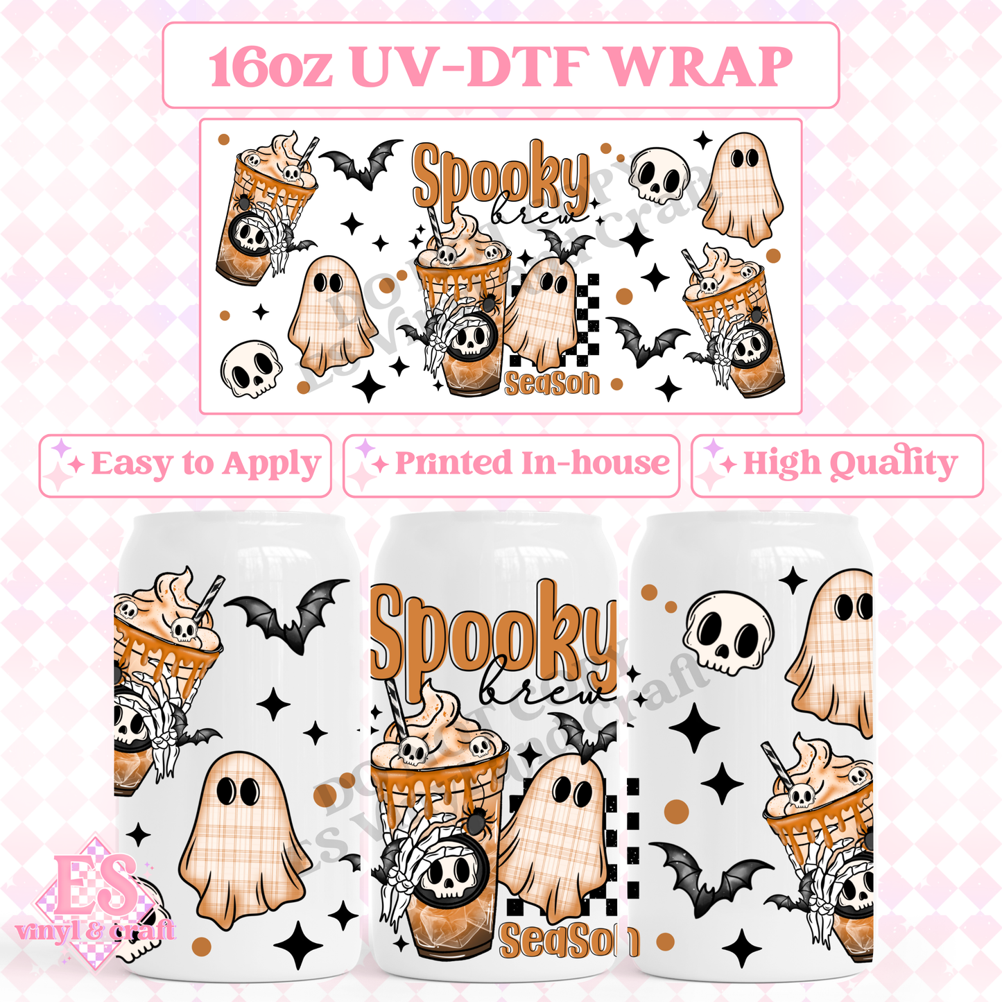Spooky Brew - 16oz Beer Can / Libbey UV-DTF Transfer image 0