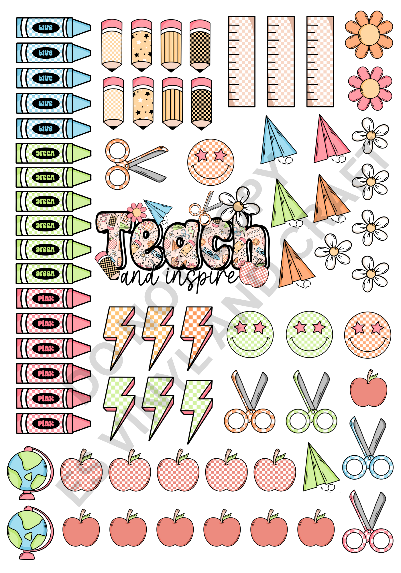 Teacher Element Sheet - UVDTF (A4 Sheet) 210mm x 300mm image 0