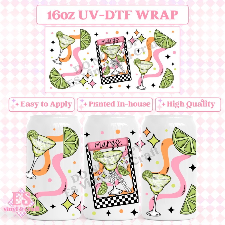 Margs - 16oz Beer Can / Libbey UV-DTF Transfer image 0