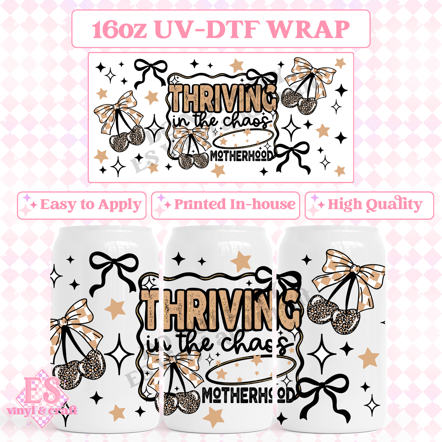 Thriving in Chaos - 16oz Beer Can / Libbey UV-DTF Transfer image 0