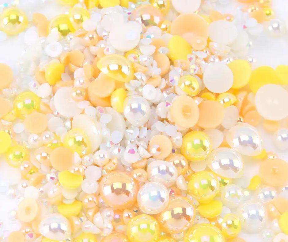 Lemon Sorbet- Pearl & Rhinestone Mix image 0