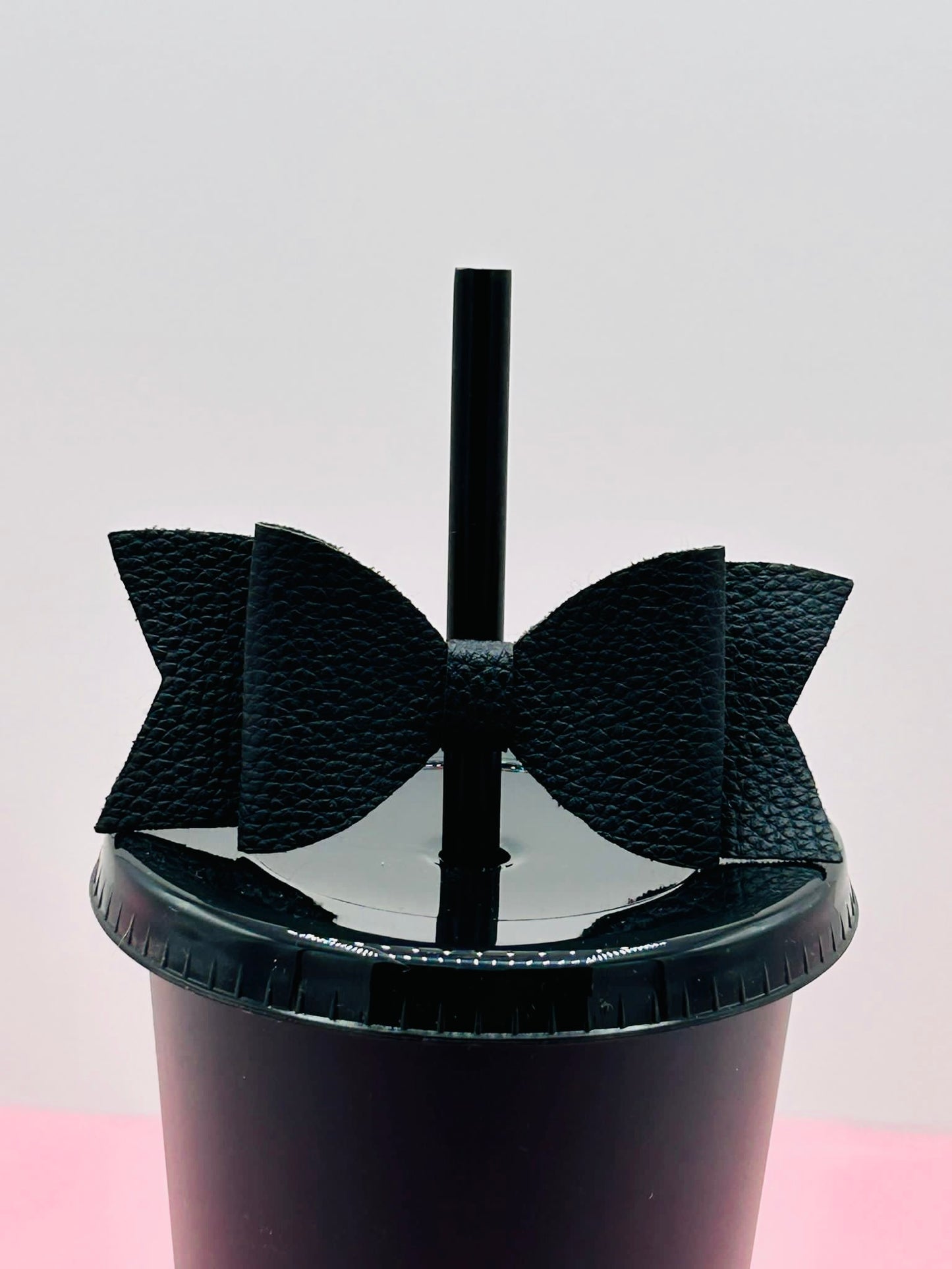 Bow Straw Topper - Faux Leather Black image 0